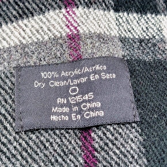 Plaid Fringe Dark Academia Preppy Scarf - Black Red & Gray Checkered Design - Picture 3 of 5